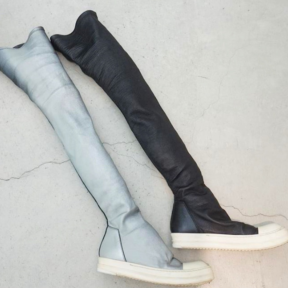 Authentic Rick Owens 19 AW Leather Stocking Thigh High Sneaker Shoes - Picture 2 of 9